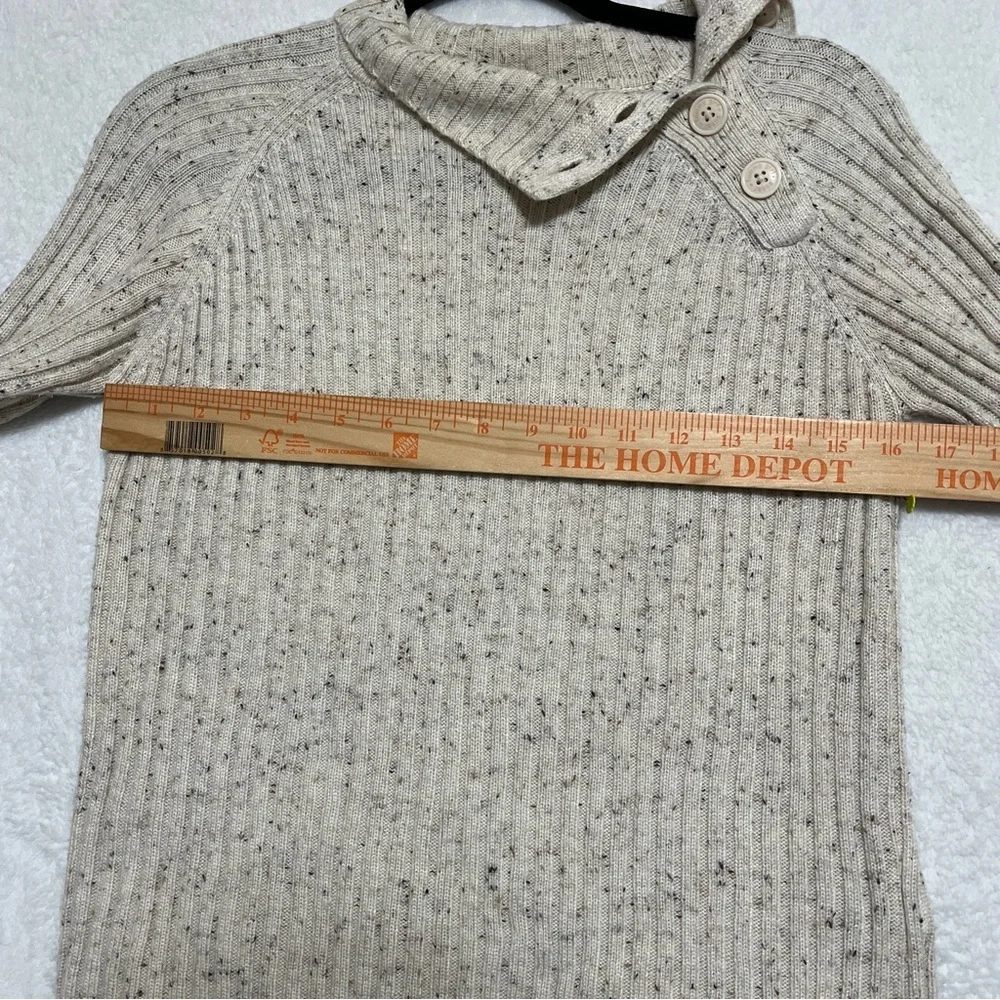 Tommy Jeans Girl's Sweater Vintage Y2k Beige Fleck Button Mock Neck Size Large